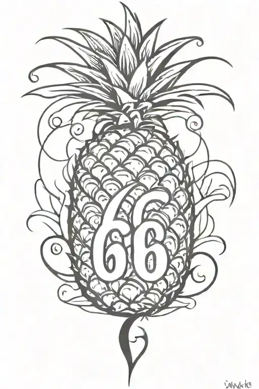 Upside Down Pineapple With Devil And Angel And The Numbers 69