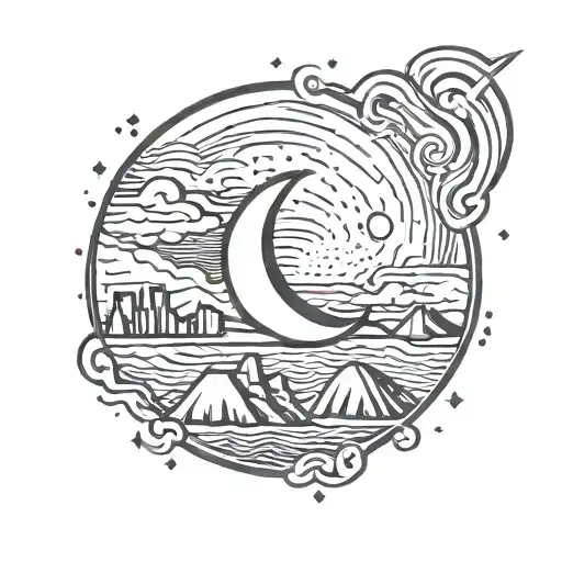 Moon In Dessert With Fire Element Symbol