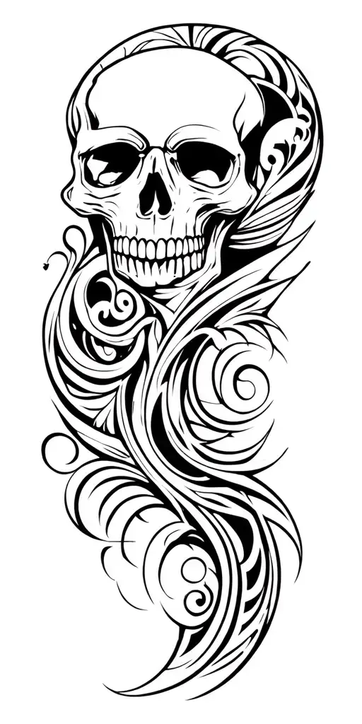 Skull Soft Shading And Maori Leg Sleeve