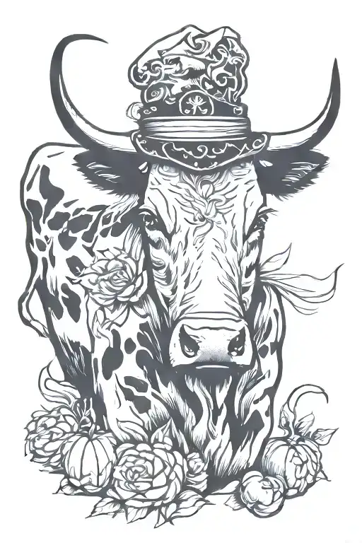 Halloween Cow Tattoo Design