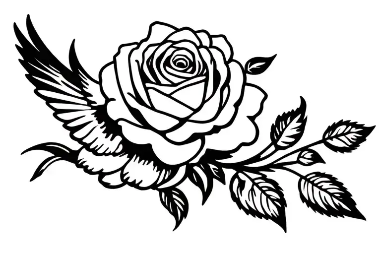 Rose And Bird Soaring