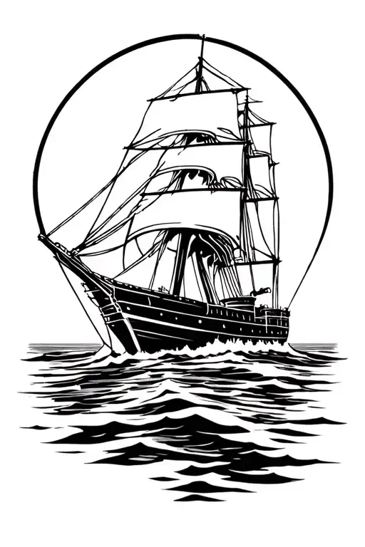 Ship Sailing Through A Sea