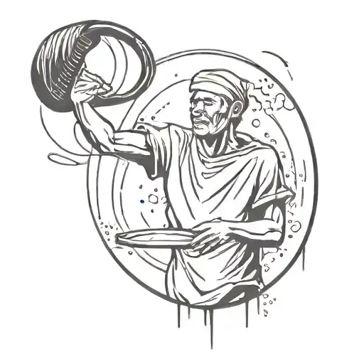 Poor Man Holding Tambourine