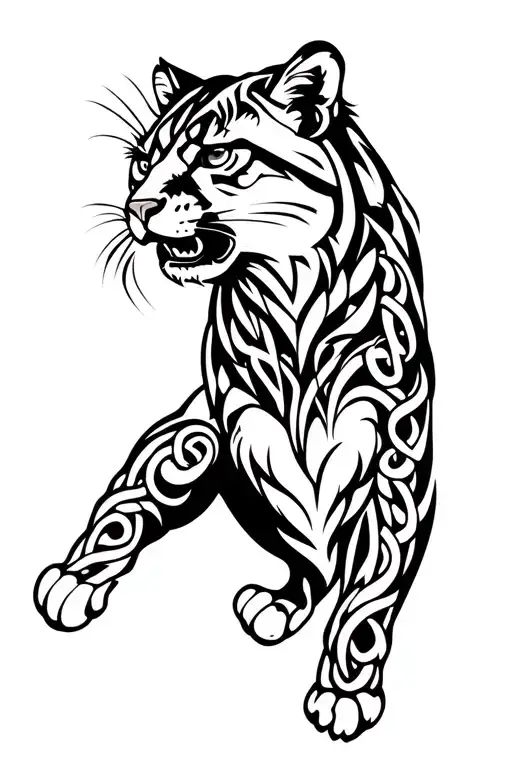 Cougar Jumping Side View Celtic