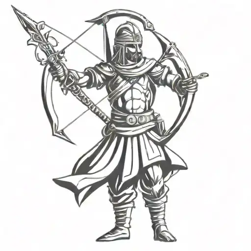 Rajput Warrior With Bow And Arrow And Armour On Pointing High