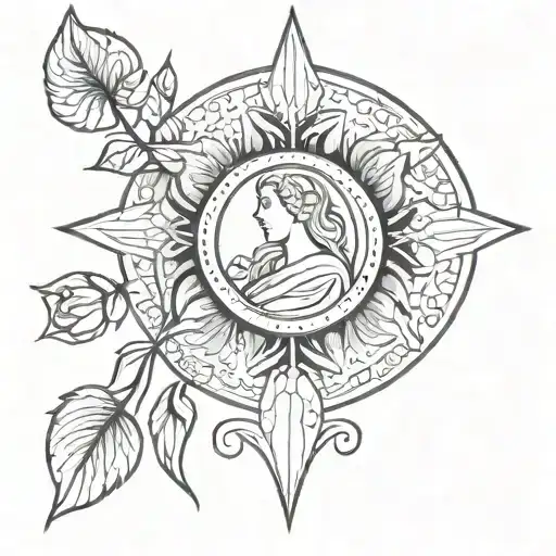 Virgo Tarot Card With Flower Surrounded