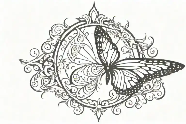 Butterfly With Tiara And Sun Shining In The Background