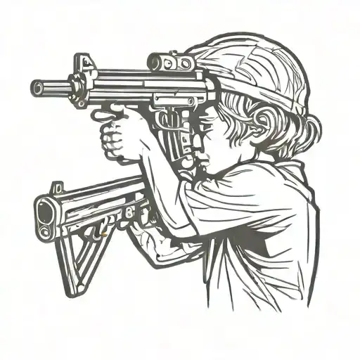 Child Holding Machine Gun