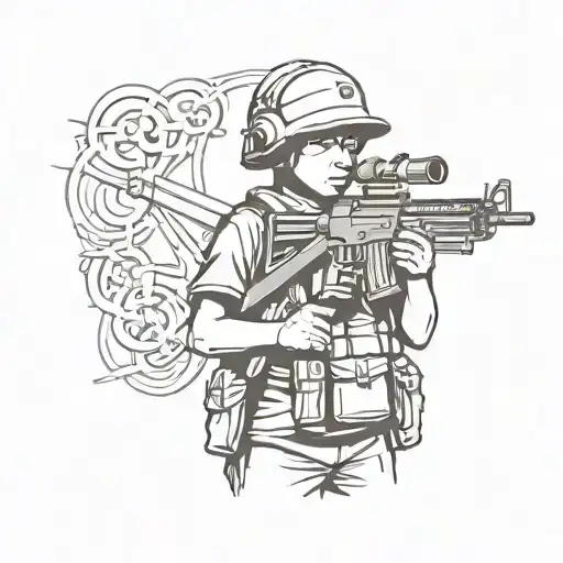 Child Soldier Holding Machine Gun