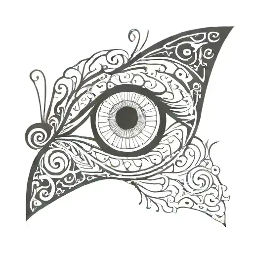 444 And Eye And Butterfly Shaded Together