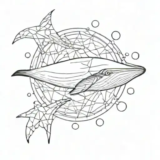 White Whale And Glass Fragments Circle Surrounding