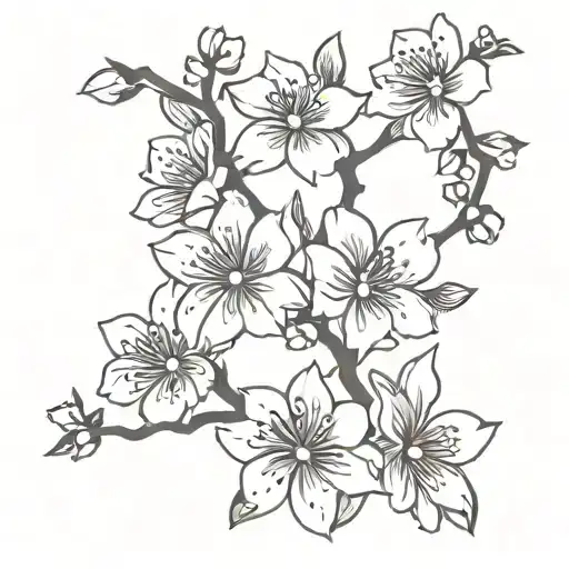 Flowers And Cherry Blossoms