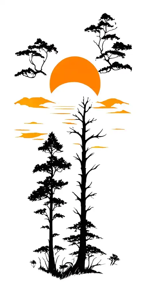 Sun & Trees Colors Sunset