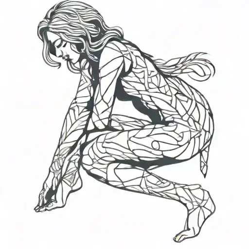 A Full Body Image Of A Beautiful Feminine Shemale Intertwined With A Submissive Young Woman