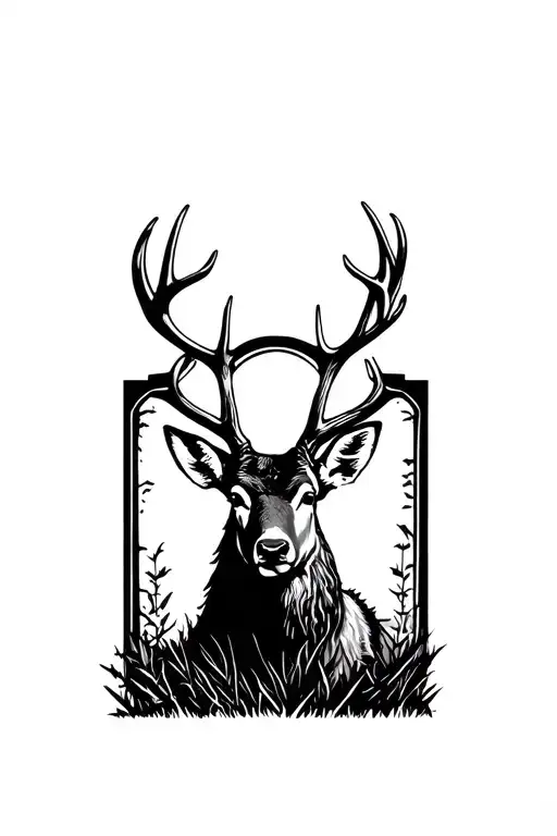 Buck Deer Bust With Arthur Morgan Grave Stone