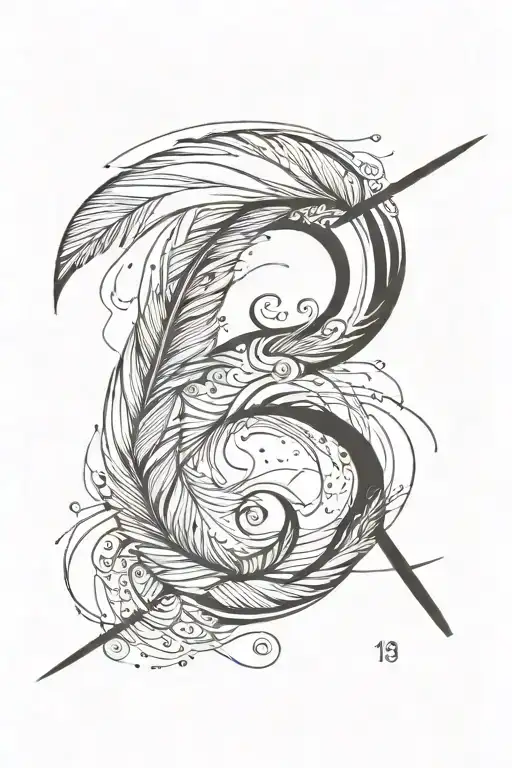 10 With A Feather Piercing It Through The Number