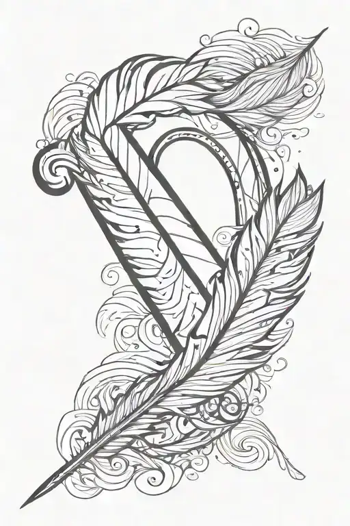 The Number 10 With A Feather Piercing It Through The Number