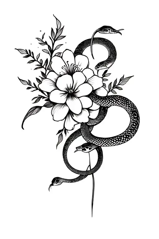 Flowers Up The Leg With Snakes