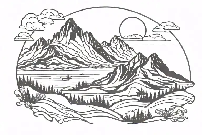 Mountain And Beach Landscape