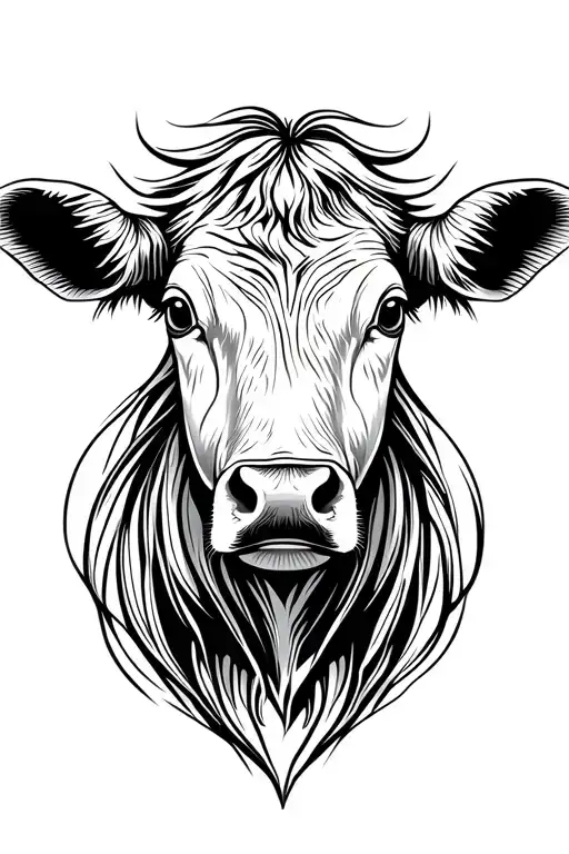 Female Cow Head Thin Lines Stencil Very Feminine