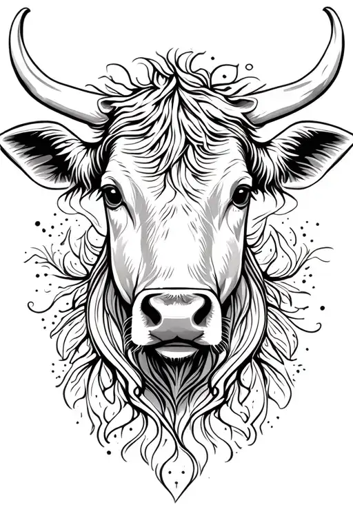 Female Cow Head Thin Lines Stencil Very Feminine