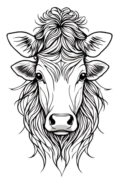 Female Cow Head Thin Lines Stencil Very Feminine