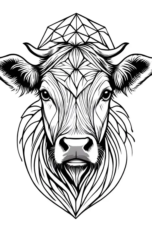 Female Cow Head Thin Lines Stencil Very Feminine Beautiful Diamonds
