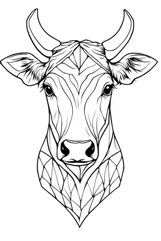 Female Cow Head Thin Lines Stencil Very Feminine Beautiful Diamonds