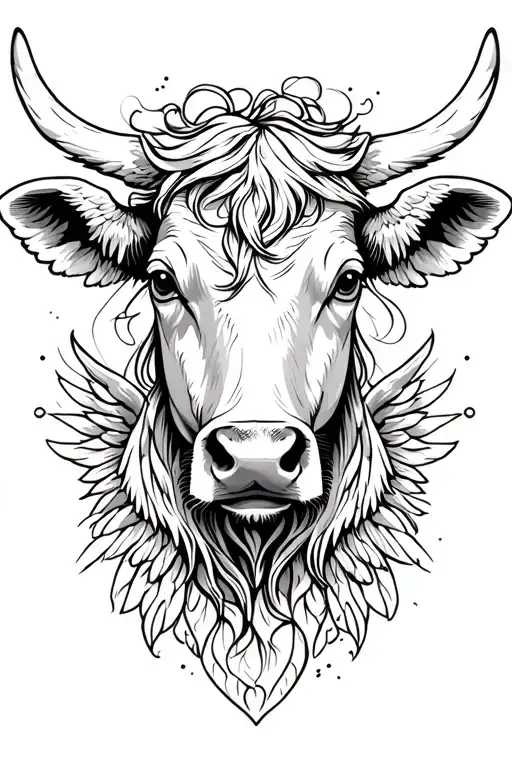 Female Cow Head Angel Wings