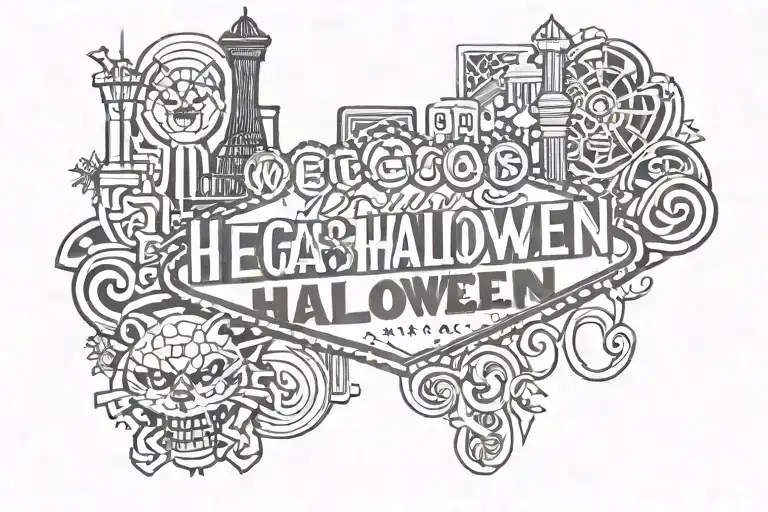 Vegas Halloween Cute Outline