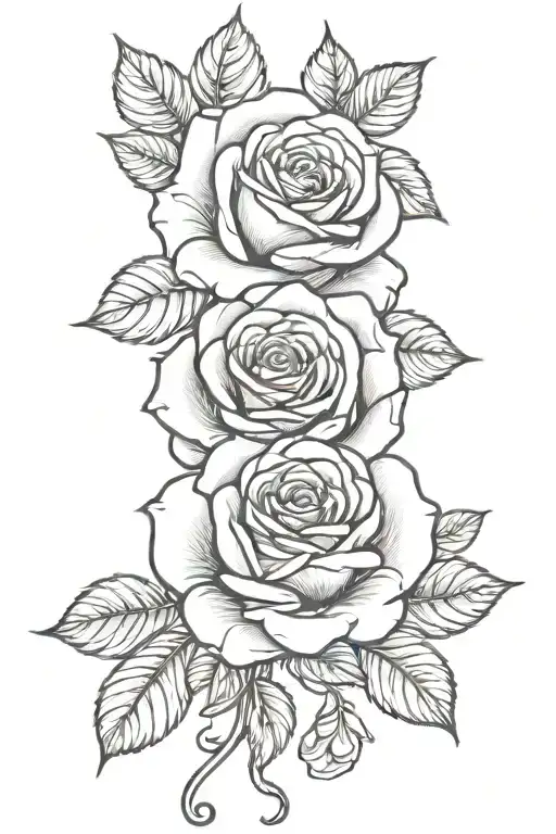 Line Tattoo With Rose And Name