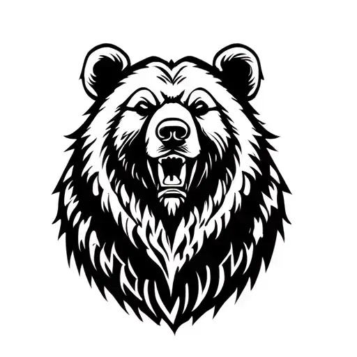 Realistic Bear With Viking Symbols