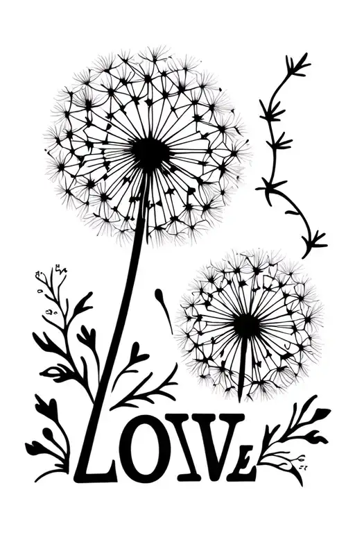 Show Me Pictures Of An Anklet Tattoo That Includes The Word Love And One Dandelion Clock