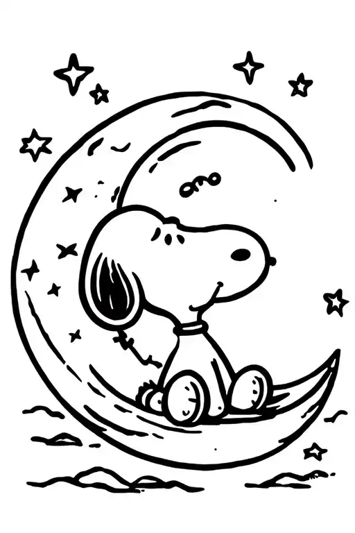Snoopy Sitting On A Moon