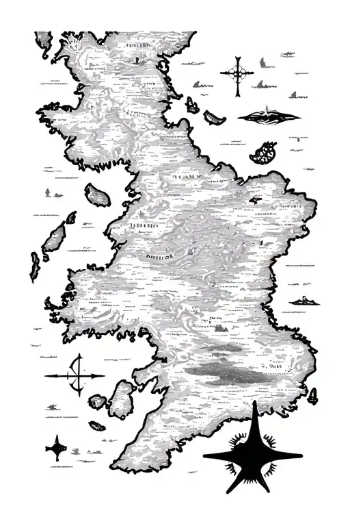 Nautical Map With Various Sea