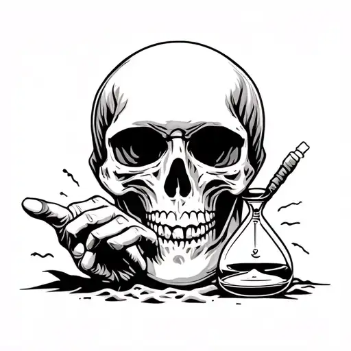 Skull Tattoo Grim Reaper Hand With Hour Glass With Sand