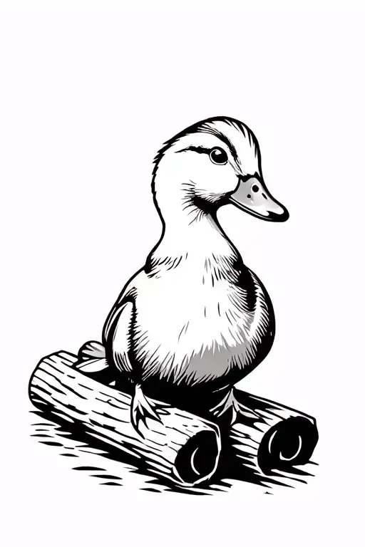 Duck Sitting On Log