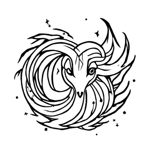 Watercolor Aries Constellation Intertwined With Flame