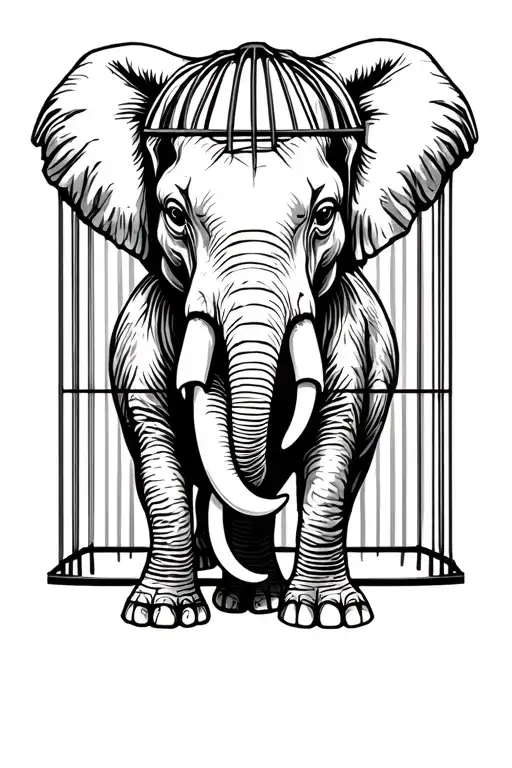 Elephant In A Cage