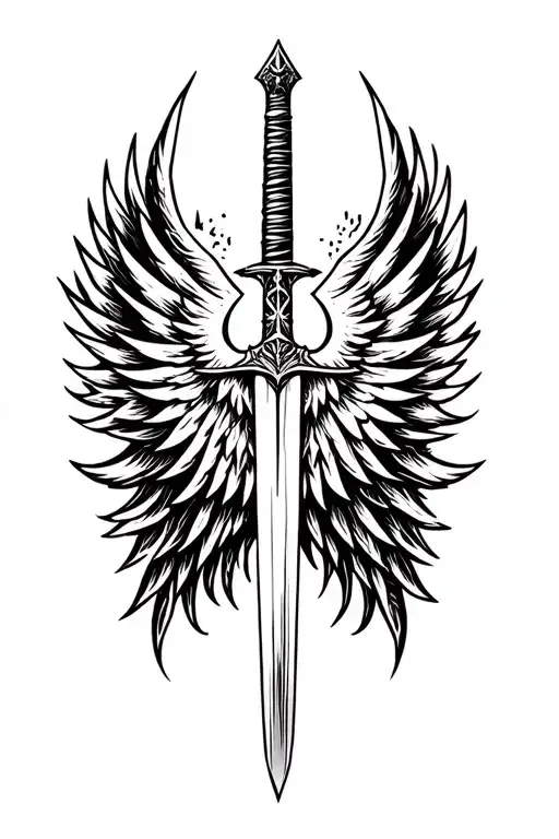 Sword And Wings Spread Wide Dark Forest