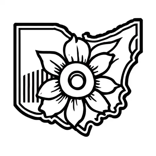 Cute Girly Ohio State Logo With Buckeye Leaf And Flower