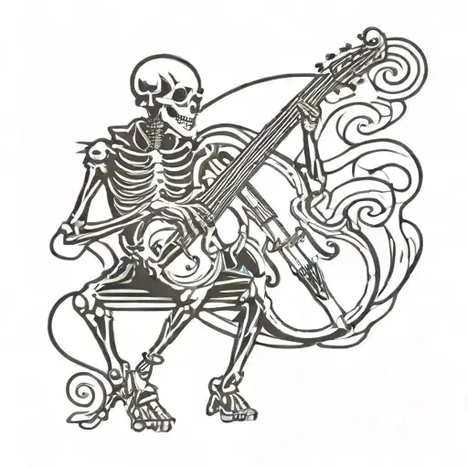 Skeleton Playing Double Bass