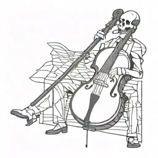 Skeleton Playing Double Bass In A Suit