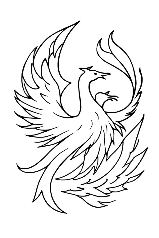Fire Phoenix Rising From Ashes Symbolizing Overcoming