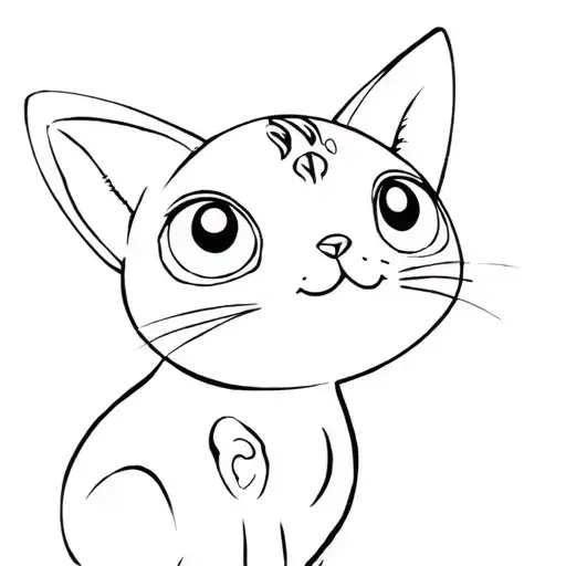 A Cartoon Cat With Big Eyes