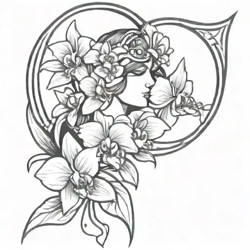 Athena's Aegis Adorned With Orchid Flowers Surrounding