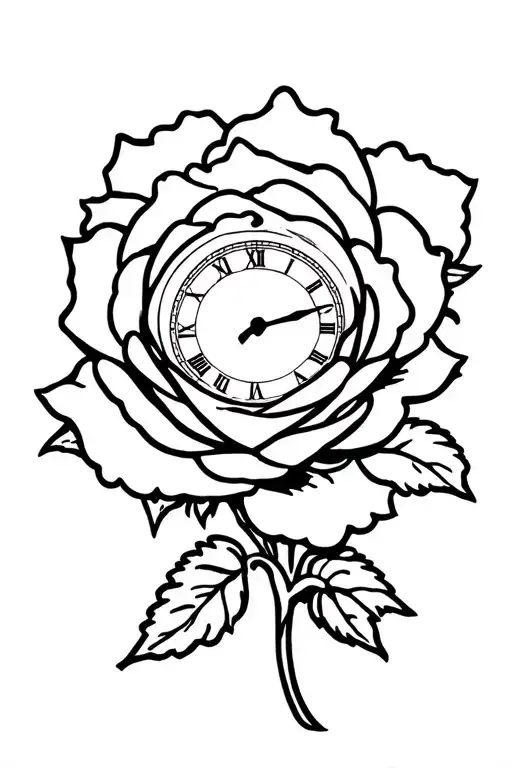 Clock Inside A Rose