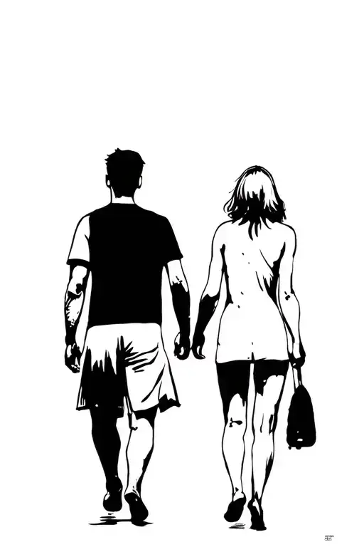 Son And Mother Father Back Walking Away