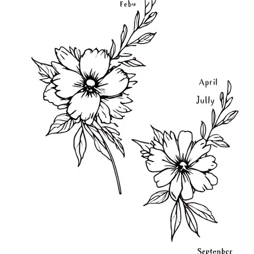 Feb April July September Flower Bouquet