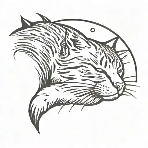 Sleeping Tabby Cat Under The Moon